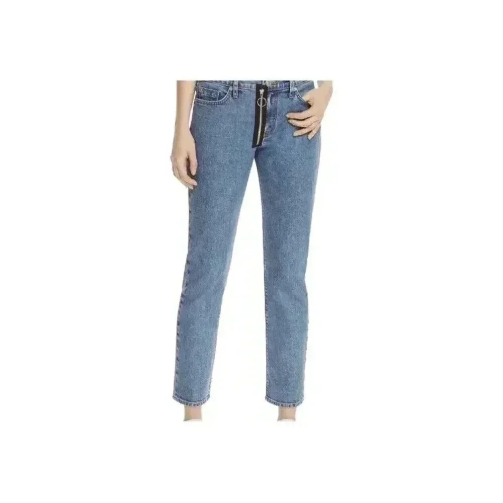 Hudson Womens 27 Crop Riley Relaxed Straight Jeans Exposed Zip NEW
